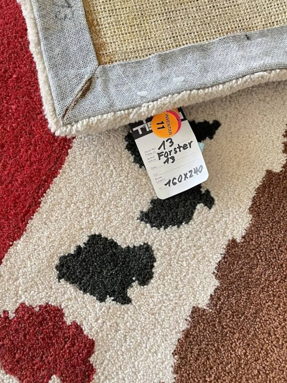 Tapis en laine tufté main Tisca Forster – France des années 1980