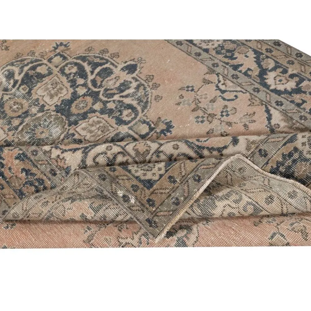 Tapis en laine turc fait main vintage avec design de médaillon pour salon