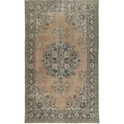 Tapis en laine turc fait main vintage avec design de médaillon pour salon