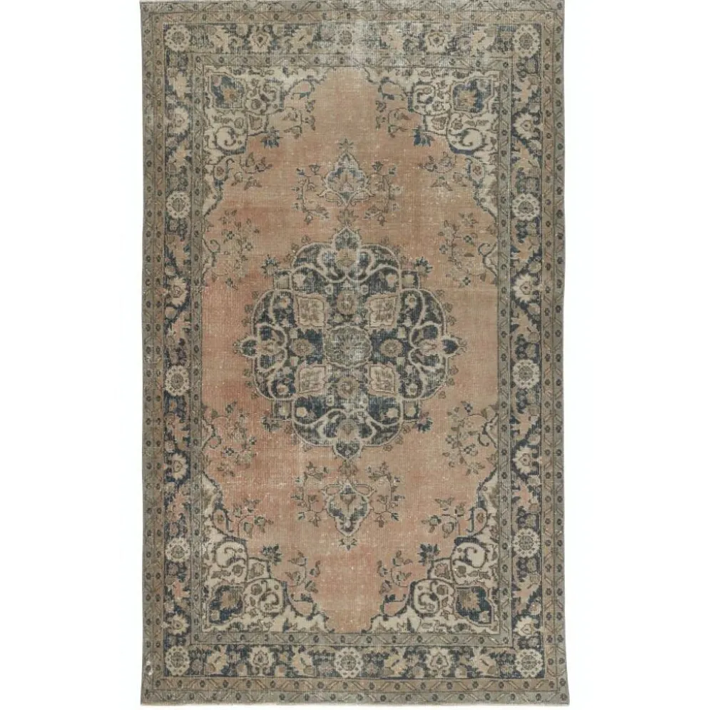Tapis en laine turc fait main vintage avec design de médaillon pour salon