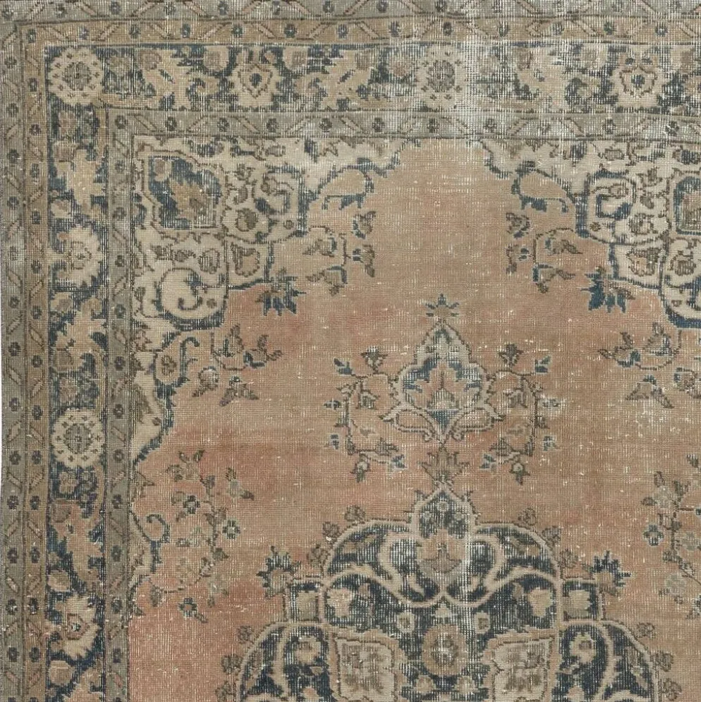 Tapis en laine turc fait main vintage avec design de médaillon pour salon