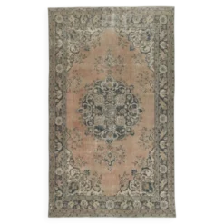 Tapis en laine turc fait main vintage avec design de médaillon pour salon