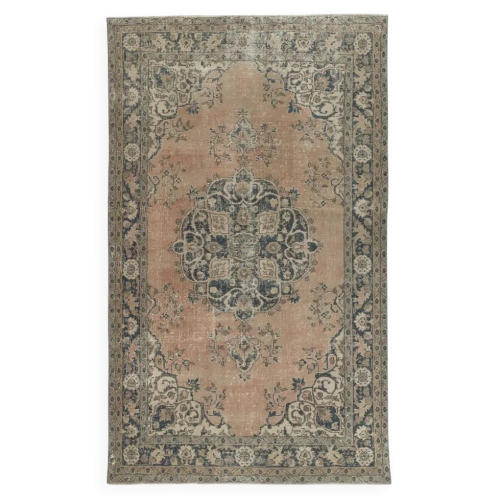 Tapis en laine turc fait main vintage avec design de médaillon pour salon