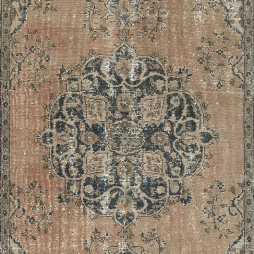 Tapis en laine turc fait main vintage avec design de médaillon pour salon
