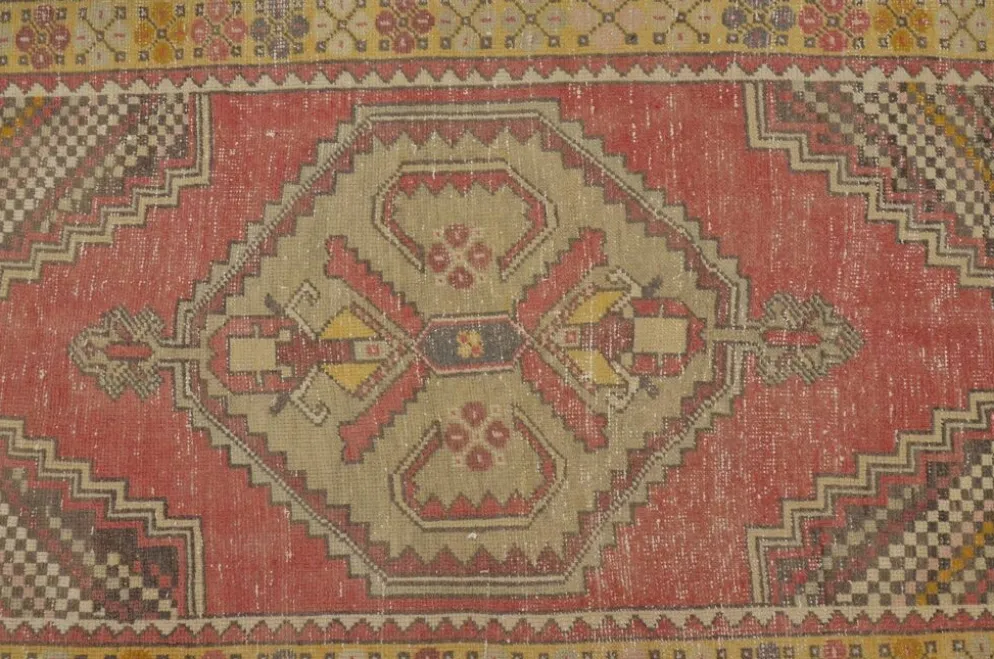 Tapis en laine turque orange et rouge sku 2490