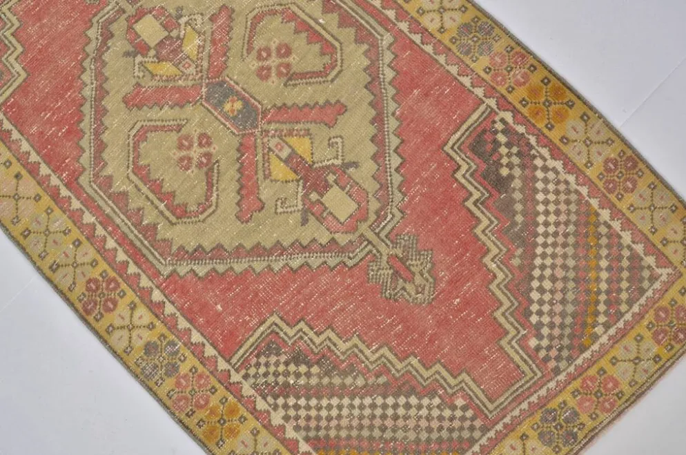 Tapis en laine turque orange et rouge sku 2490
