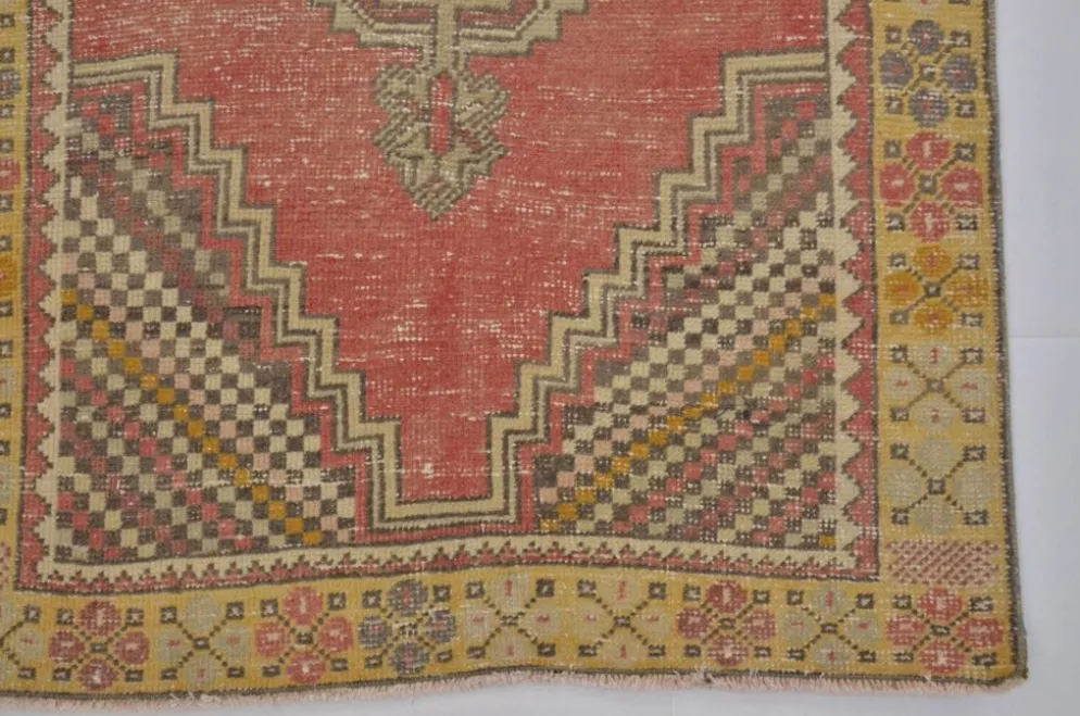 Tapis en laine turque orange et rouge sku 2490