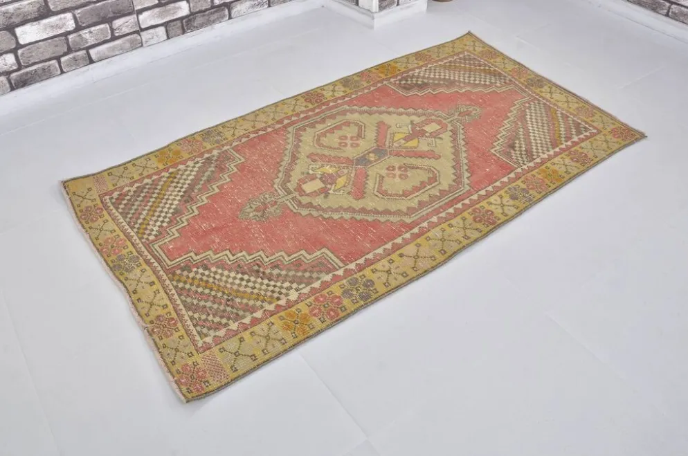 Tapis en laine turque orange et rouge sku 2490