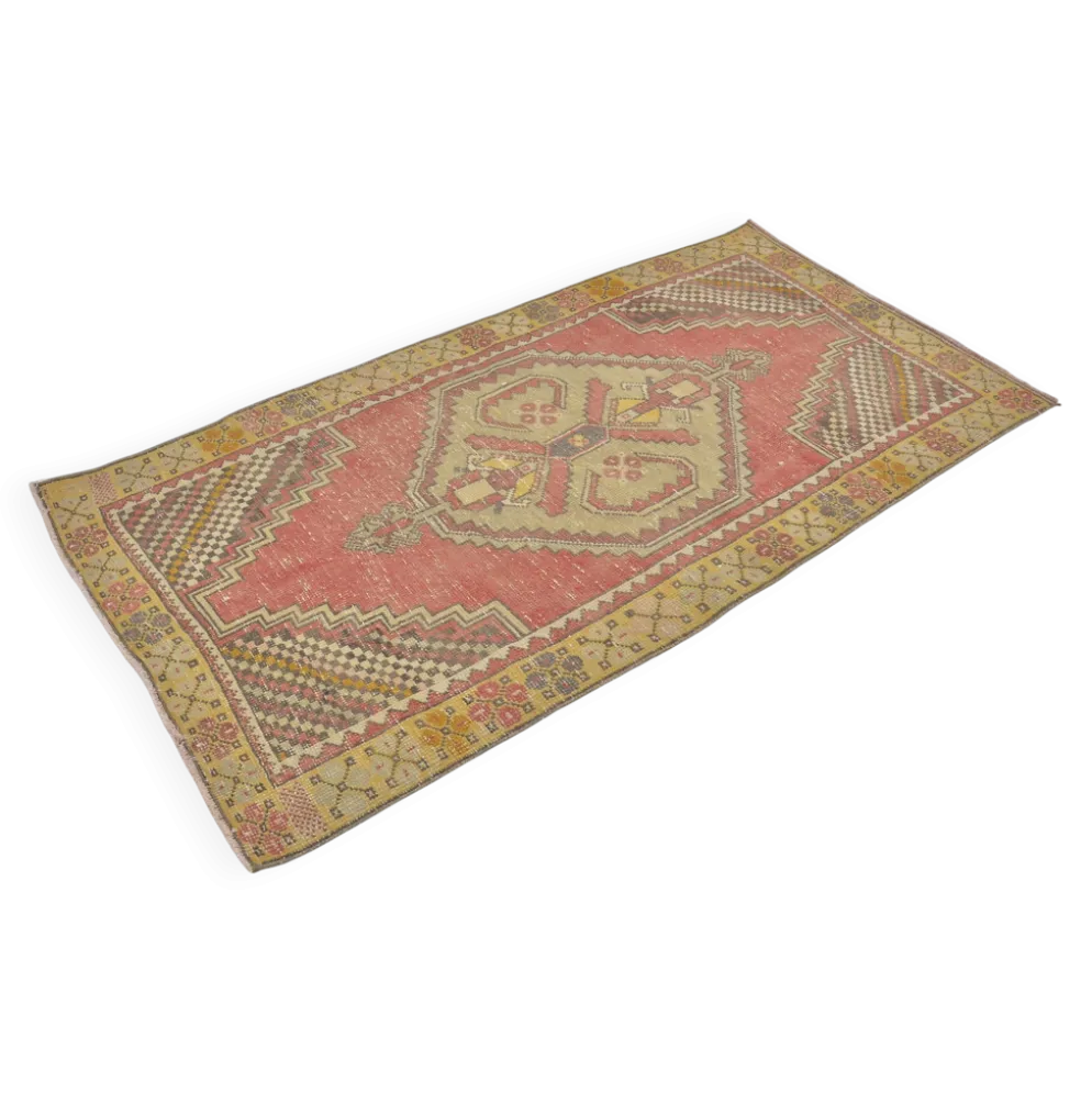 Tapis en laine turque orange et rouge sku 2490