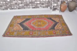 Tapis en laine turque rouge et orange sku 2493
