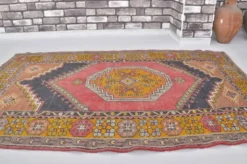 Tapis en laine turque rouge et orange sku 2493