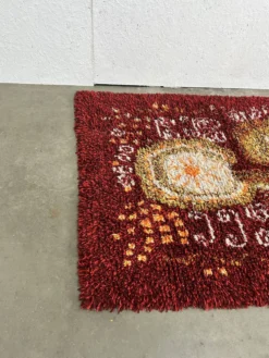 Tapis en laine vintage scandinave, Rya, Suède années 1960