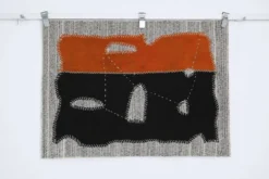 Tapis en laine vintage, tapisserie murale, art textile moderne du milieu du siècle, 75x105 cm