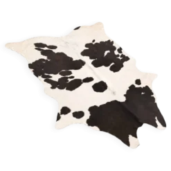 Tapis en peau de vache véritable noir et blanc
