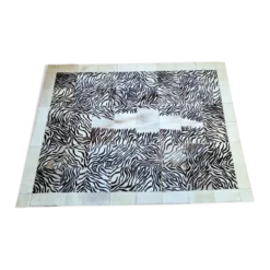 Tapis en peau de vache zèbre blanc