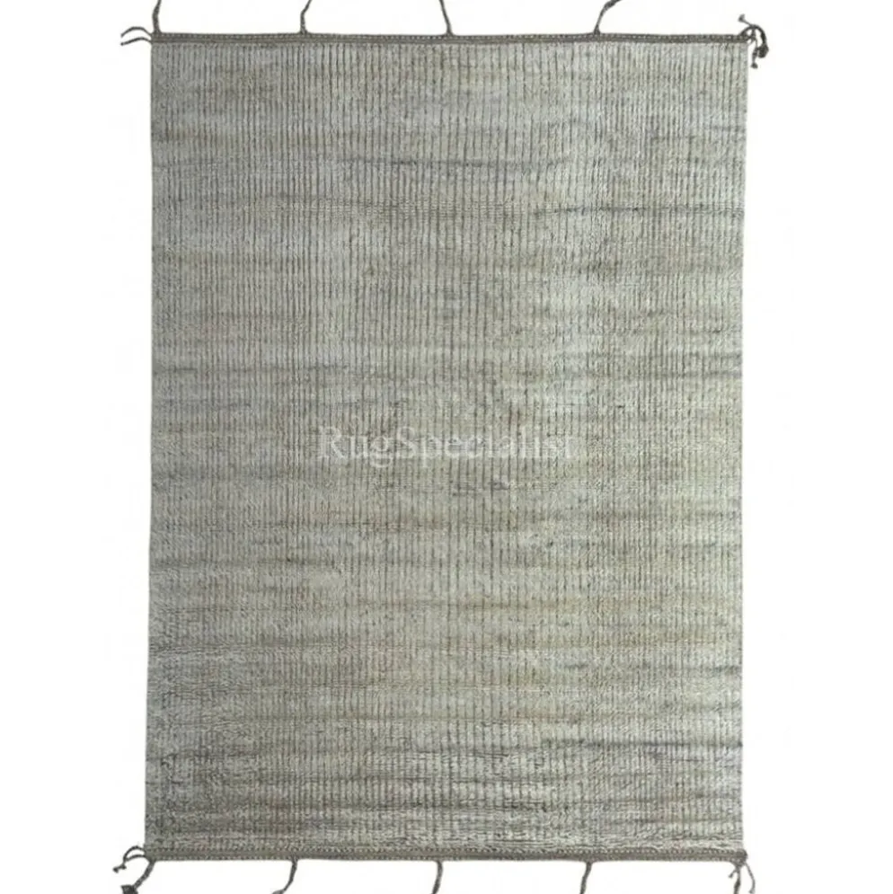 Tapis fait main de style marocain moderne, 100 % laine naturelle. Options personnalisées disponibles.