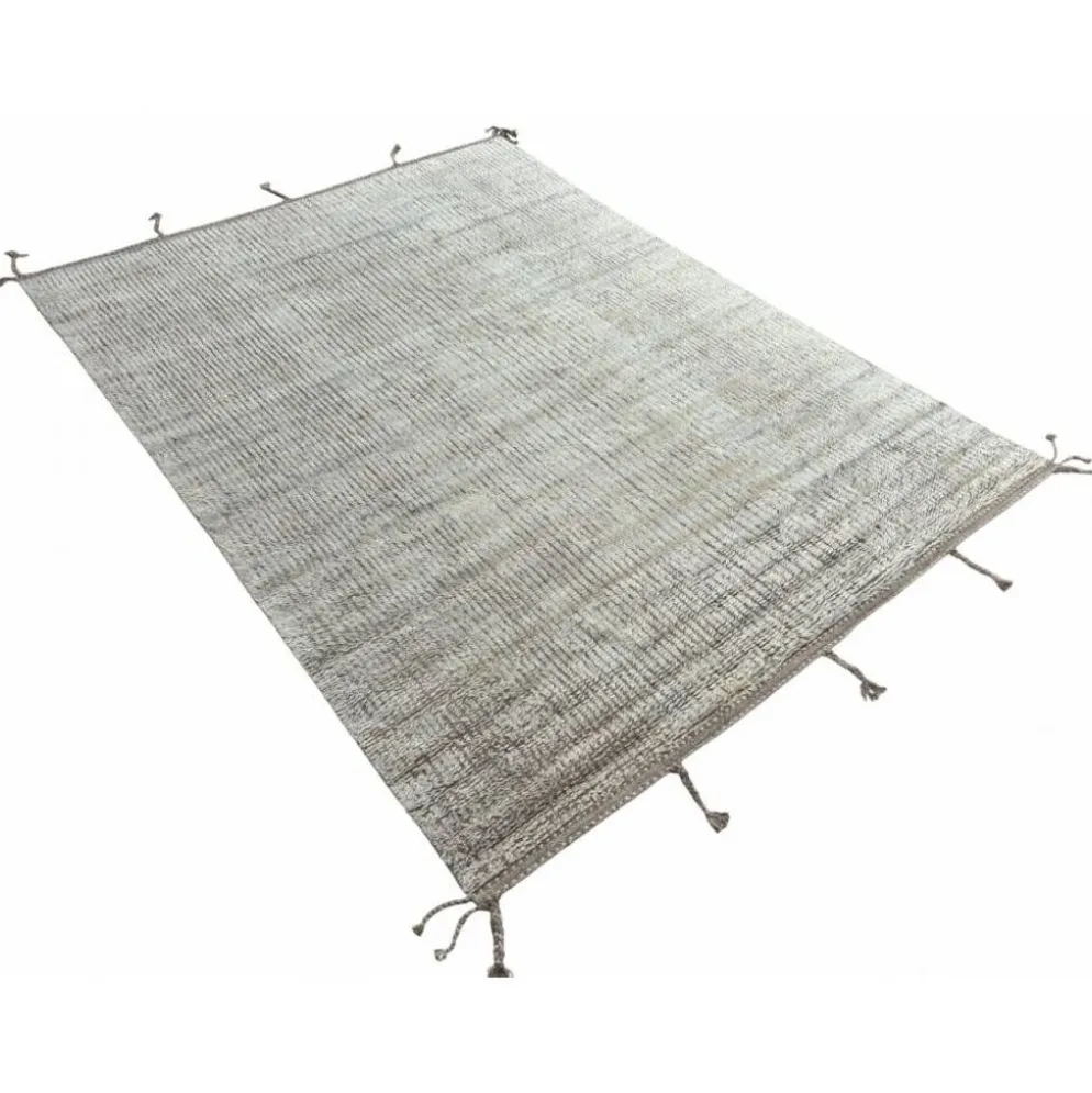 Tapis fait main de style marocain moderne, 100 % laine naturelle. Options personnalisées disponibles.
