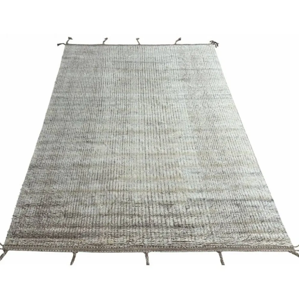 Tapis fait main de style marocain moderne, 100 % laine naturelle. Options personnalisées disponibles.