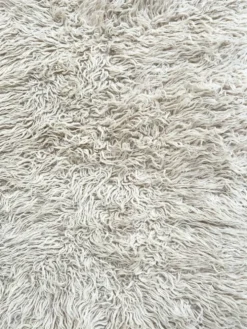 Tapis Flokati vintage pure laine vierge carré 210 × 210 cm années 70