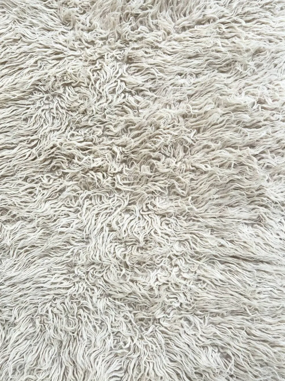 Tapis Flokati vintage pure laine vierge carré 210 × 210 cm années 70