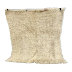 Tapis Flokati vintage pure laine vierge carré 210 × 210 cm années 70
