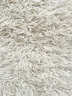 Tapis Flokati vintage pure laine vierge carré 210 × 210 cm années 70