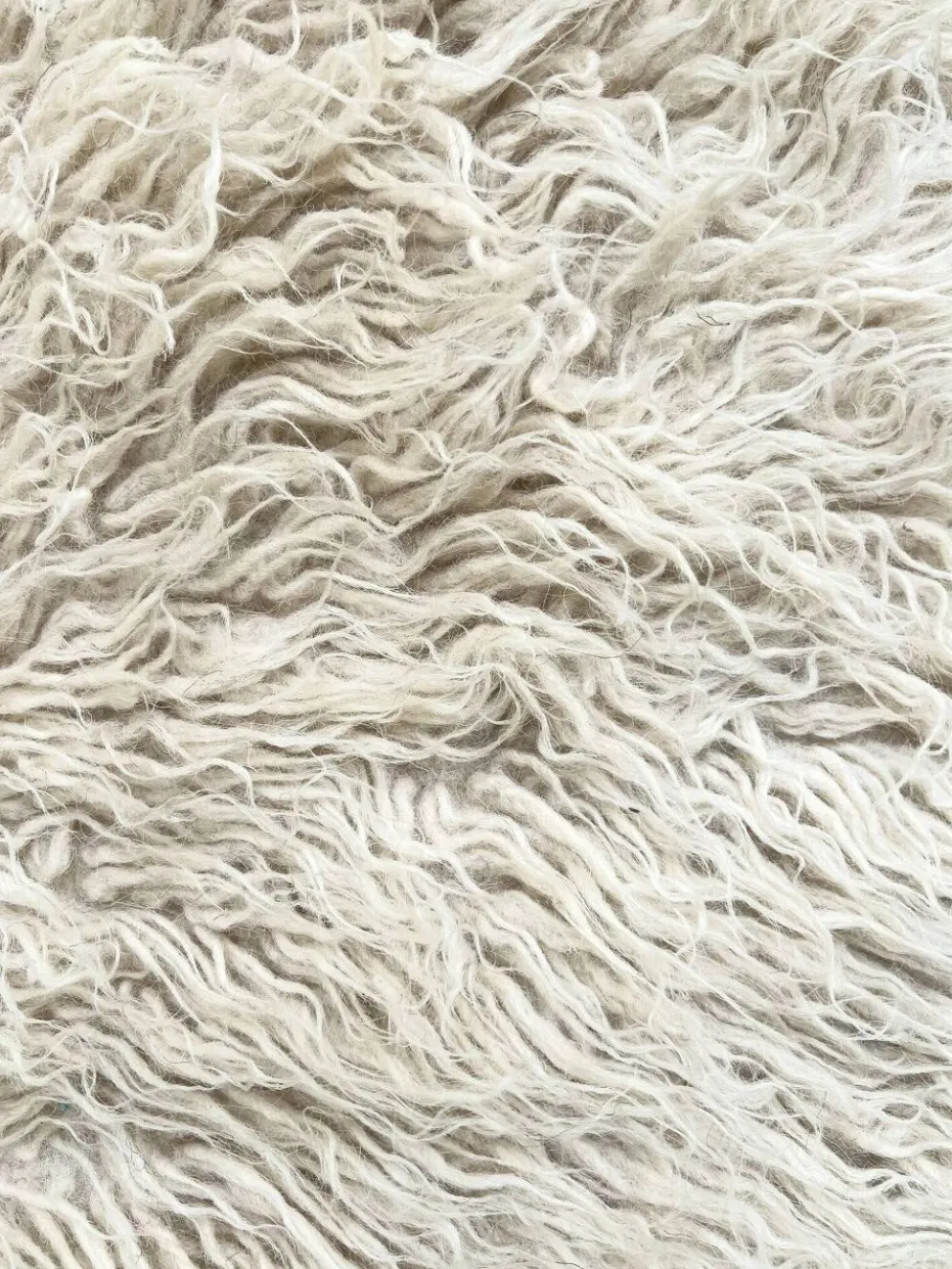 Tapis Flokati vintage pure laine vierge carré 210 × 210 cm années 70
