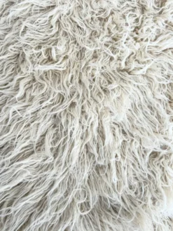 Tapis Flokati vintage pure laine vierge 260 × 220 cm années 70