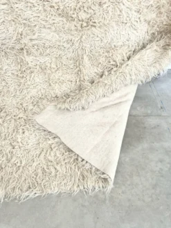 Tapis Flokati vintage pure laine vierge 260 × 220 cm années 70