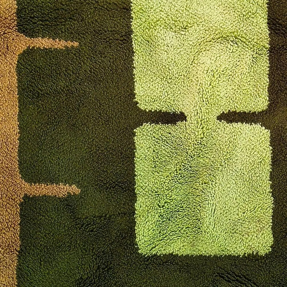 Tapis géométrique magnifique des années 1970, style espace, en laine. Fabriqué en Italie.