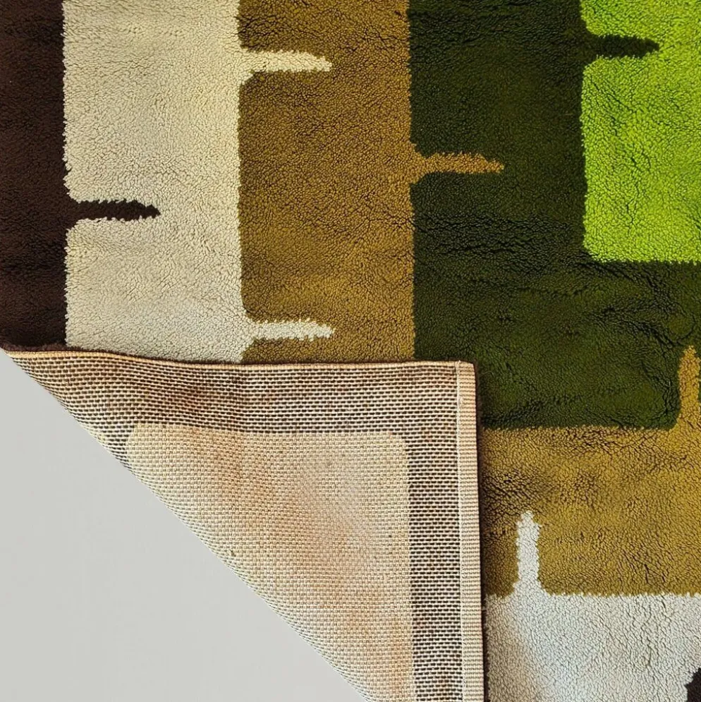 Tapis géométrique magnifique des années 1970, style espace, en laine. Fabriqué en Italie.