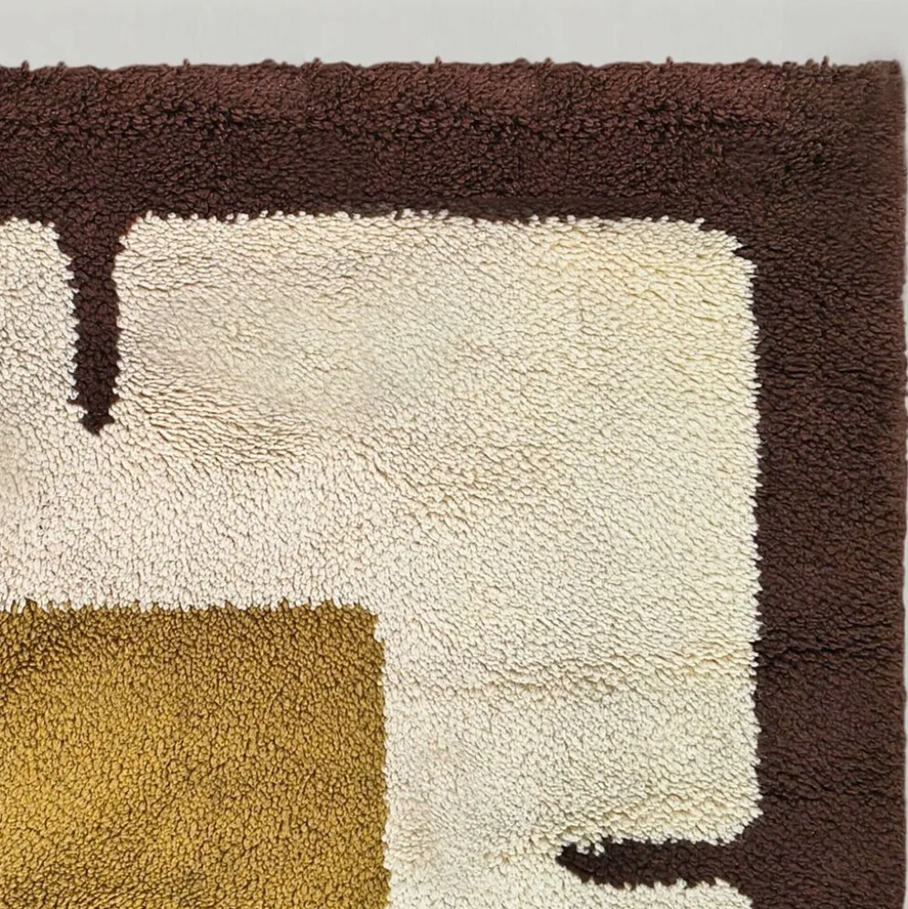 Tapis géométrique magnifique des années 1970, style espace, en laine. Fabriqué en Italie.