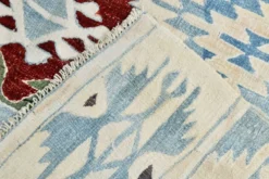 Tapis géométrique vintage rouge vin bleu 5x8, 144x241 cm