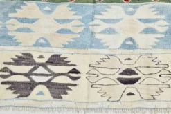Tapis géométrique vintage rouge vin bleu 5x8, 144x241 cm