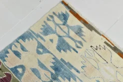 Tapis géométrique vintage rouge vin bleu 5x8, 144x241 cm