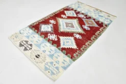 Tapis géométrique vintage rouge vin bleu 5x8, 144x241 cm
