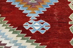 Tapis géométrique vintage rouge vin bleu 5x8, 144x241 cm