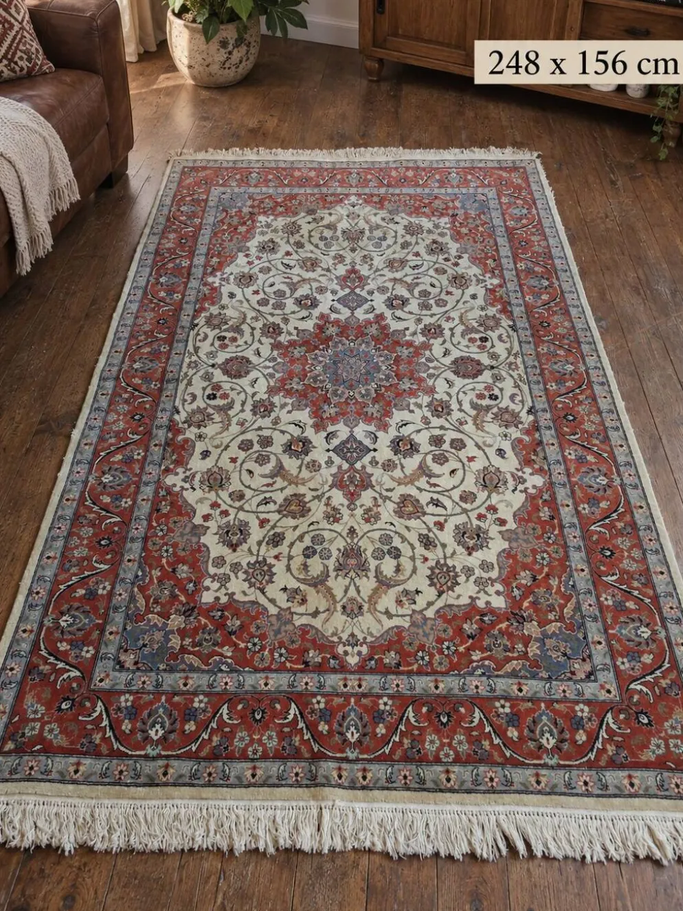 Tapis Indo Tabriz fait main 246x158cm