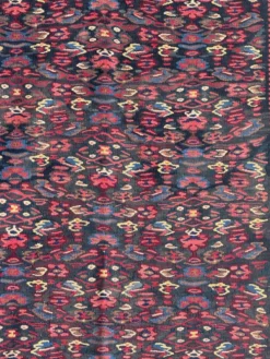 Tapis iranien à motifs floraux stylisés roses et bleus 155x105