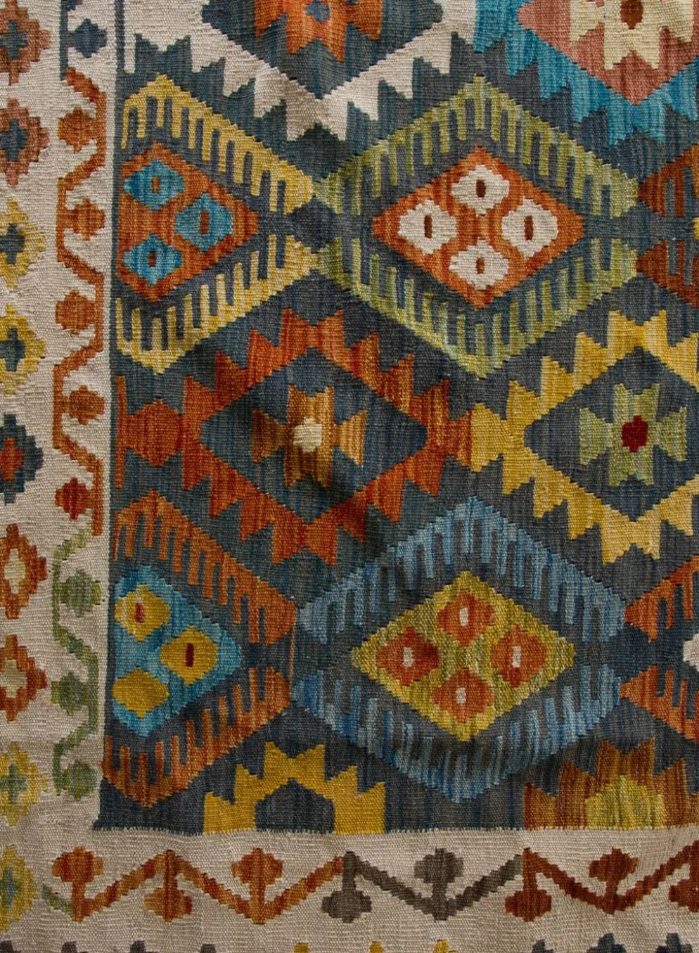 Tapis Kilim afghan surdimensionné, motif zigzag, tapis en laine tissé à la main