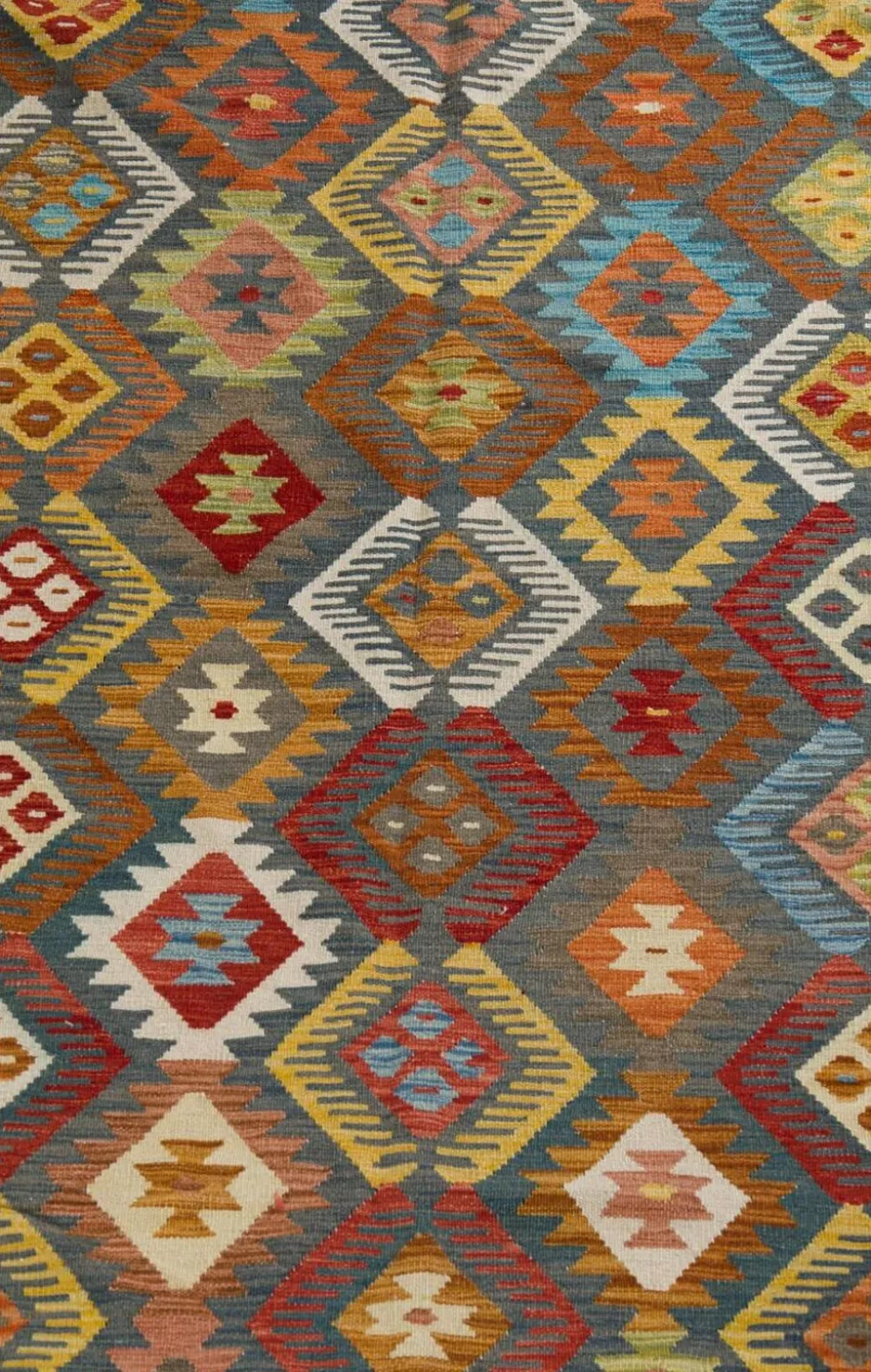 Tapis Kilim afghan surdimensionné, motif zigzag, tapis en laine tissé à la main