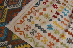 Tapis Kilim afghan surdimensionné, motif zigzag, tapis en laine tissé à la main
