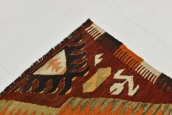 Tapis kilim anatolien aux couleurs délavées rouge et orange, 5 x 9, 150 x 271 cm