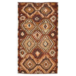 Tapis kilim anatolien aux couleurs délavées rouge et orange, 5 x 9, 150 x 271 cm