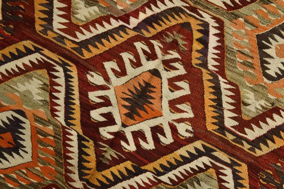 Tapis kilim anatolien aux couleurs délavées rouge et orange, 5 x 9, 150 x 271 cm