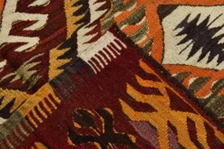 Tapis kilim anatolien aux couleurs délavées rouge et orange, 5 x 9, 150 x 271 cm