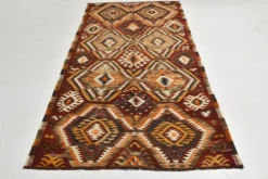 Tapis kilim anatolien aux couleurs délavées rouge et orange, 5 x 9, 150 x 271 cm