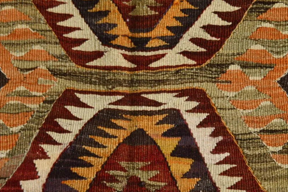 Tapis kilim anatolien aux couleurs délavées rouge et orange, 5 x 9, 150 x 271 cm