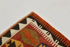 Tapis kilim anatolien doux rouge et orange 5x12, tapis kilim en laine, 139x377 cm