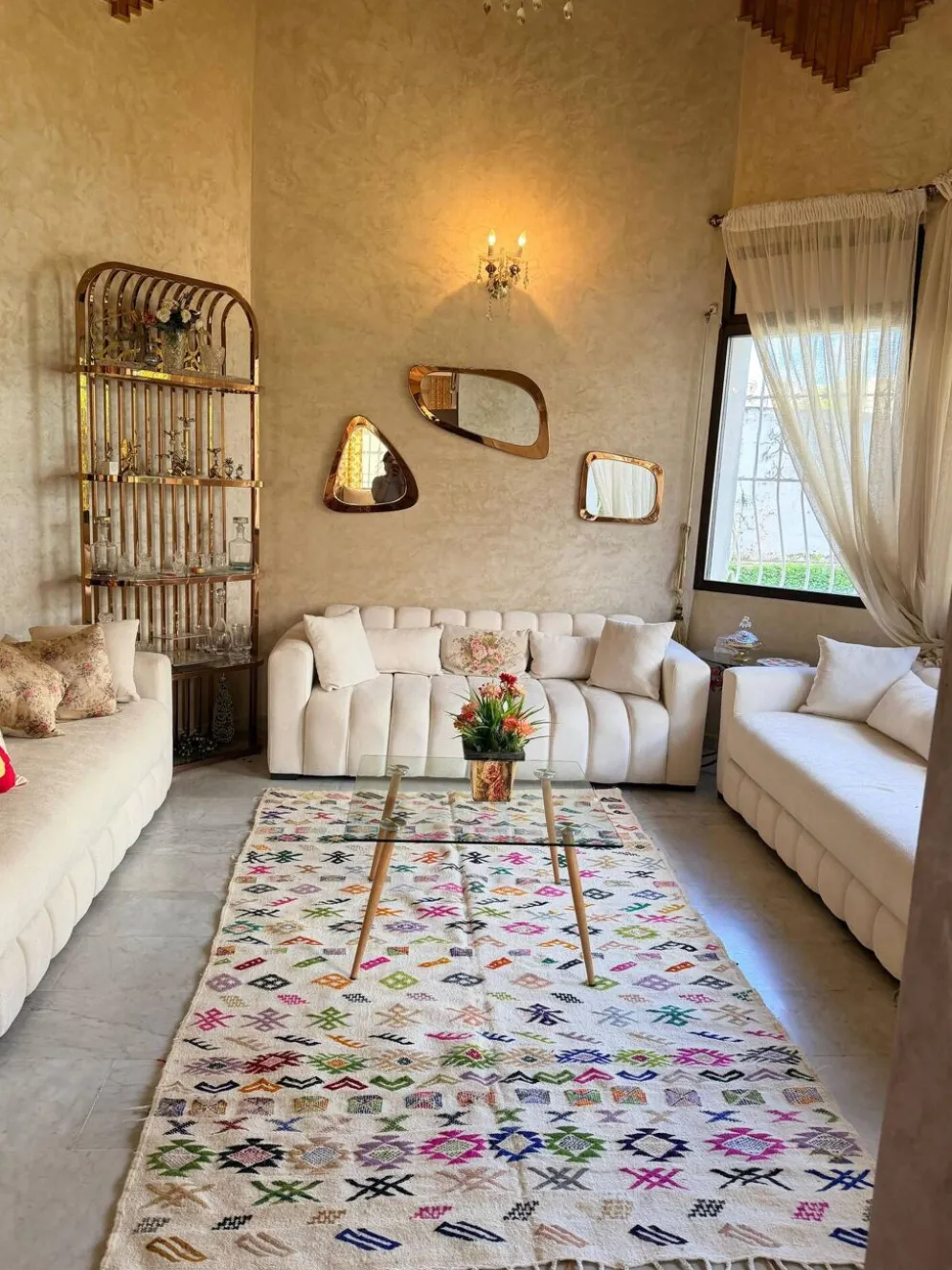 Tapis Kilim berbère marocain en laine multicolore – 267 × 165 cm